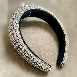 Express Rhinestone Padded Headband in Black and Silver